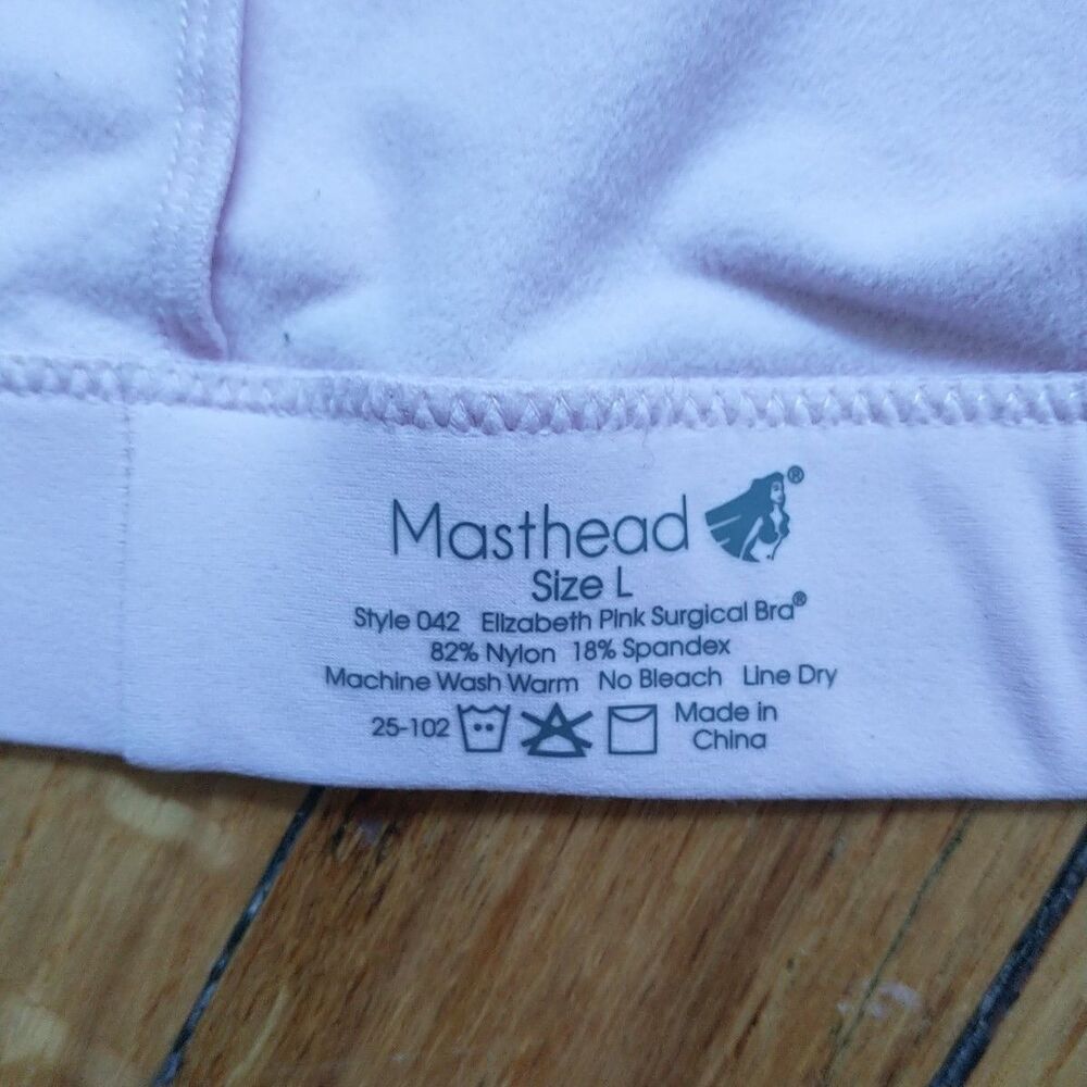 Masthead Surgical Bra L Elizabeth Pink Style 042 Front Closure Adjustable - Picture 8 of 9